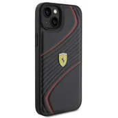 Etui i futerały do telefonów - Etui Ferrari Twist Metal Logo na iPhone 15 Plus - czarne - miniaturka - grafika 1