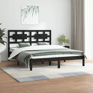 Łóżka - Lumarko Rama łóżka, czarna, lite drewno sosnowe, 140x200 cm - miniaturka - grafika 1