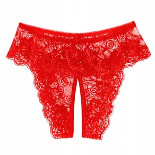 Stringi majtki damskie czerwone z dziurką otwarte - S/M - Majtki damskie - miniaturka - grafika 1