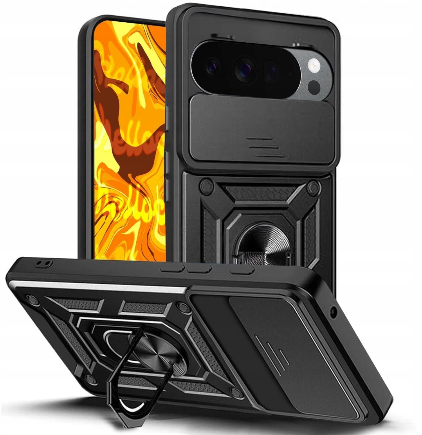 Hello Case Etui Pancerne Do Google Pixel 10 Pro XL Czarne, Armor, Ochronne, Holder
