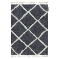 Dywany - Dywan BERBER CROSS B5950 / biały Frędzle berberyjski marokański shaggy szary 160x220 cm - miniaturka - grafika 1