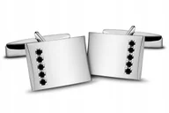 Spinki do mankietów i krawatów - Spinki z czarnymi cyrkoniami, srebro próba 925 - miniaturka - grafika 1