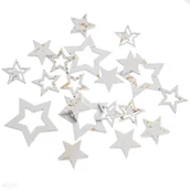 Dekoratorstwo - Drewniane gwiazdki, 20 szt., białe, złocone - miniaturka - grafika 1