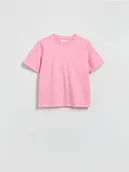 Koszulki i topy damskie - Reserved - T-shirt z efektem sprania - pastelowy róż - miniaturka - grafika 1