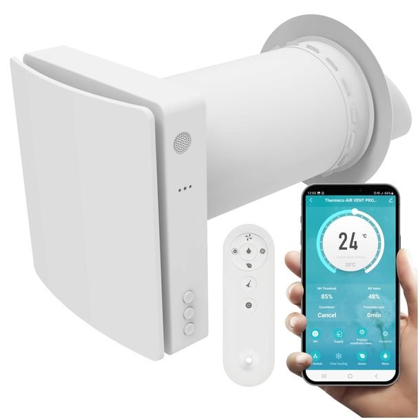 Rekuperator ścienny decentralny AIR VENT PRO 160 60m3/h pilot WIFI Thermeco