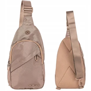 WINGS Beżowe akcesorium MINI plecak CROSSBODY mała NERKA podróżna POJEMNA - Nerki - miniaturka - grafika 1