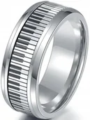 Pierścionki - Srebrny Pierścień z Wygrawerowaną Klawiaturą Fortepianu Miłośnik Muzyki - miniaturka - grafika 1