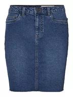 Spódnice - Noisy may Damska spódnica dżinsowa z wysokim stanem, niebieski (medium blue denim), L - miniaturka - grafika 1