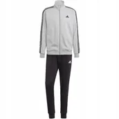 Dresy męskie - Dres męski adidas Basic 3-Stripes Fleece szaro-czarny IA3073 2XL - miniaturka - grafika 1