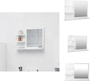 vidaXL Lustro łazienkowe wysoki połysk białe 60x10,5x45 cm materiał drewnopochodny - Umywalki łazienkowe - Lustra - miniaturka - grafika 1