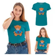 Koszulki i topy damskie - T-SHIRT damski MIŚ koszulka turkusowa TURECKA BAWEŁNA Captain Mike L - miniaturka - grafika 1