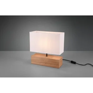 Trio Leuchten Wiejska lampa stołowa z drewna z białym kloszem - Valesca - Lampy stojące - miniaturka - grafika 1