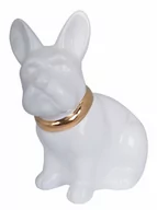 Skarbonki - Skarbonka Buldog, Biała ze złotą obrożą, 11x17x18 cm - miniaturka - grafika 1
