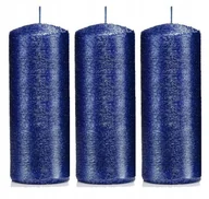Świece - Świece ozdobne granatowe walec kokon 15/6 zestaw 3 - miniaturka - grafika 1