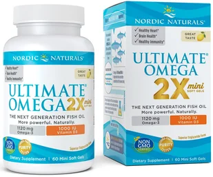 Ultimate Nordic Naturals Omega 2X Mini with Vitamin D3 (60 kaps.) - Witaminy i minerały - miniaturka - grafika 2