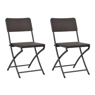 vidaXL Składane krzesła ogrodowe, 2 szt., HDPE, brąz, rattanowy wygląd - Fotele i krzesła ogrodowe - miniaturka - grafika 1