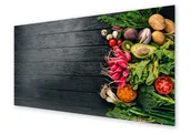 Dekoracje domu - Panel kuchenny HOMEPRINT Warzywa na ciemnym tle 125x50 cm - miniaturka - grafika 1