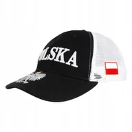 Czapki i chusty sportowe męskie - Czapka Z Daszkiem Z Haftem Polska 3D Orzeł Biały Dla Kibica Flaga Black Wh - miniaturka - grafika 1