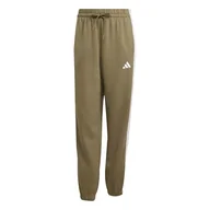 Spodnie rowerowe - adidas Kobiety ESSENTIALS 3-STRIPES FLEECE LOOSE PANTS, olive strata/white, S Tall - miniaturka - grafika 1