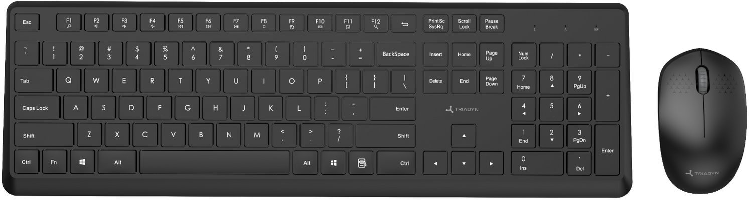 Triadyn Bezprzewodowy Zestaw Biurowy PLEIONE Klawiatura CRESSIDA i Mysz VEGA 1600 DPI Czarny