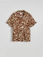 Koszule męskie - Reserved - Wzorzysta koszula comfort fit - ciemnobrązowy - miniaturka - grafika 1