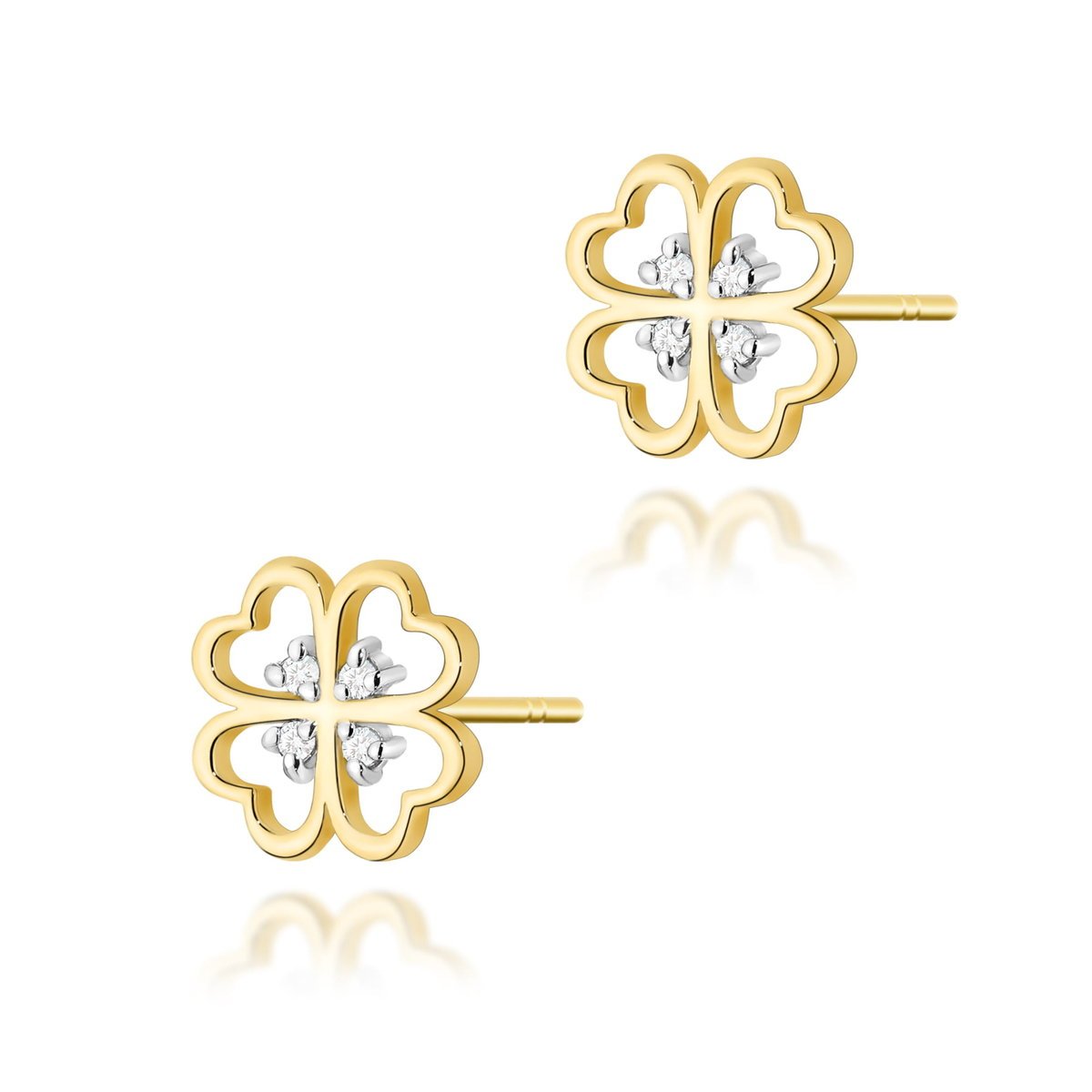 Złote kolczyki K0049 z diamentami żółte złoto pr. 585