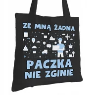 Torby i wózki na zakupy - Torba Bawełniana dla Kuriera Czarna Na Prezent ekologiczna Trwały Nadruk - miniaturka - grafika 1
