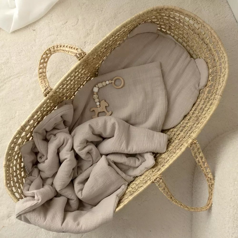 Pościel Dziecięca Muślinowa A'la Len 65x100 Beżowa