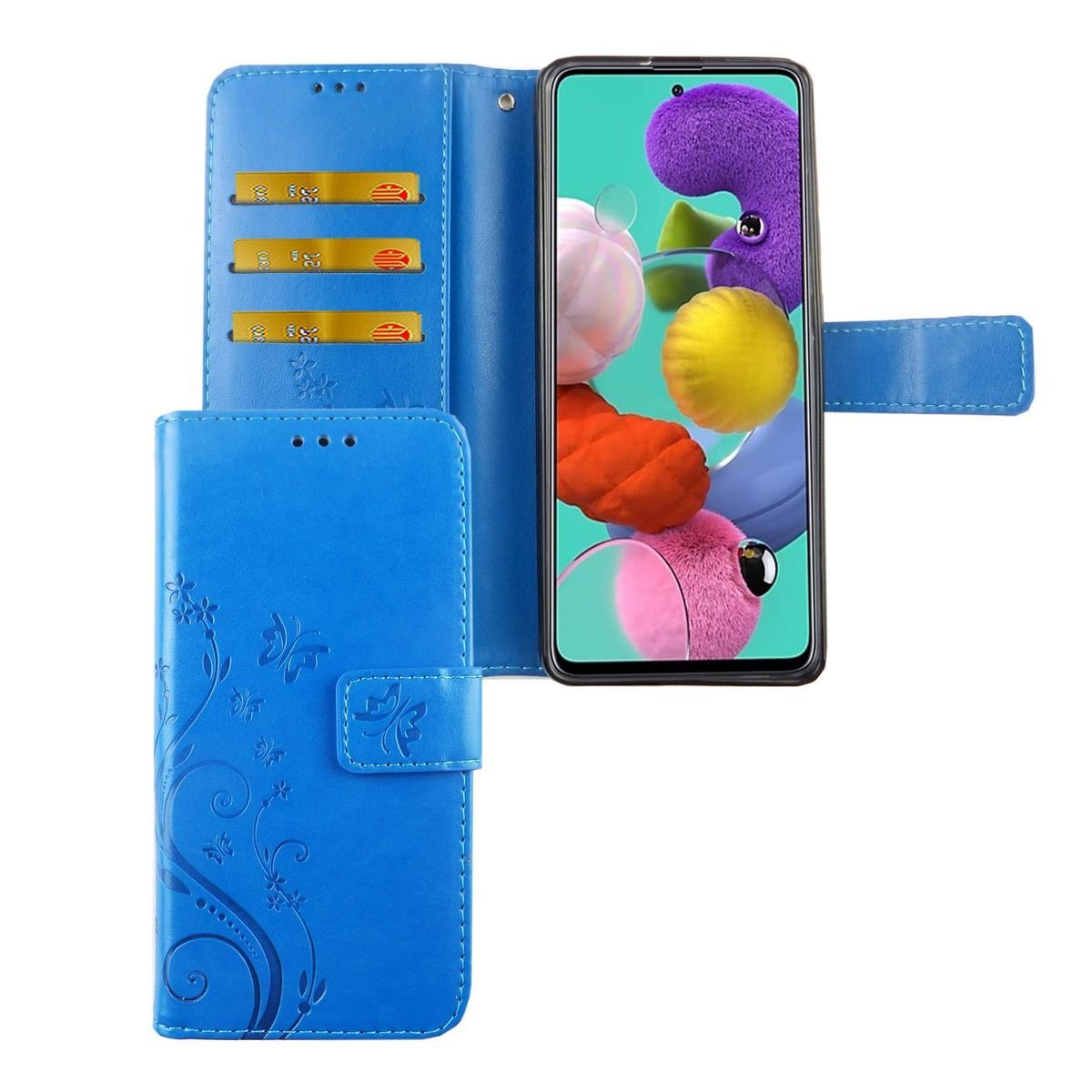 Samsung Galaxy A71 etui na telefon komórkowy etui ochronne etui z klapką etui na kartę niebieskie