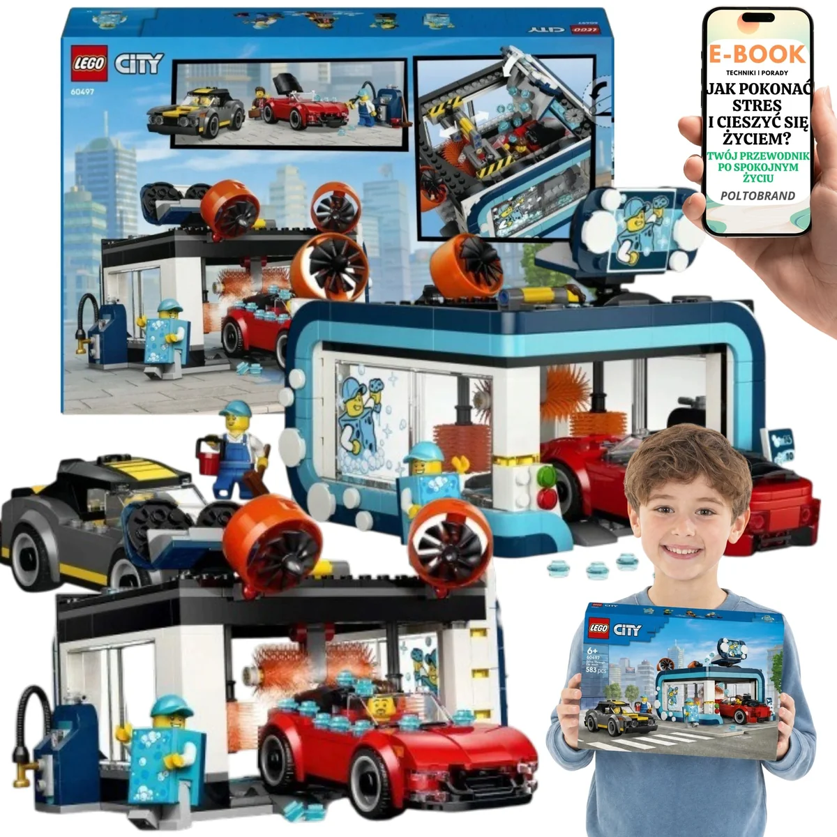 LEGO CITY Automatyczna myjnia samochodowa LEGO Dla Syna i Córki 60497 583 el. wysokość 13 cm