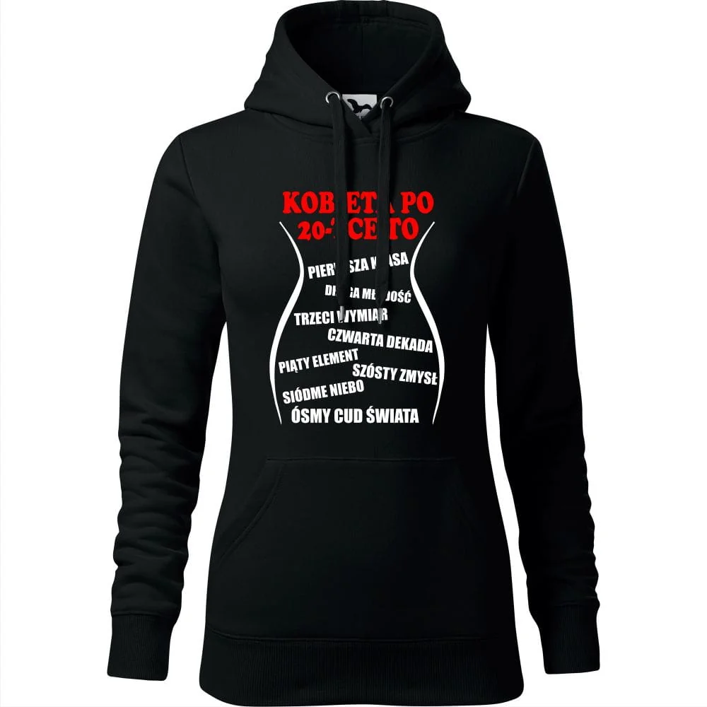 Damska Bluza Z Kapturem - Kobieta Po 20-tce To... Czarny 2xl