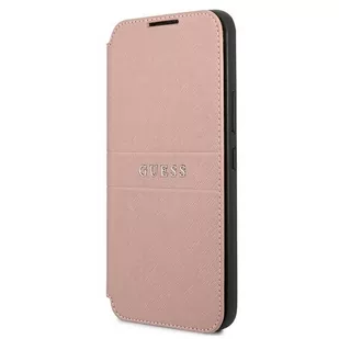 Guess Etui Book Saffiano Stripes Galaxy S22 Plus 5G, różowe GUBKS22MPSASBPI - Etui i futerały do telefonów - miniaturka - grafika 1