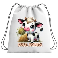 Plecaki szkolne i tornistry - Plecak Worek Farma Krowa Krówka Krówki Na Buty WF Obuwie Z Napisem - miniaturka - grafika 1