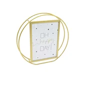 Ramki na zdjęcia - Ramka na zdjęcie okrągła stal/szkło 13x18cm złota jak w opisie - miniaturka - grafika 1