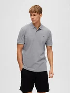 Koszulki męskie - Selected Homme Polo 16087839 Szary Regular Fit - miniaturka - grafika 1