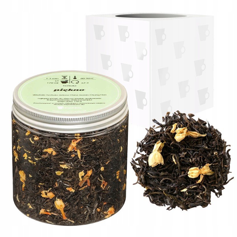 Zielona herbata PIĘKNO kwiat jaśminu 120g - sypana liściasta herbata PREMIUM na prezent upominek podarunek Cup&You