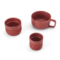Pozostałe akcesoria barmańskie - Kubki do kawy czerwone porcelanowe 380 ml 200 ml 100 ml 3 szt - miniaturka - grafika 1