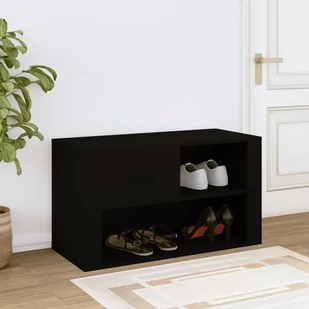 Szafka na buty, czarna, 80x35x45 cm, materiał drewnopochodny - Szafki na buty - miniaturka - grafika 4