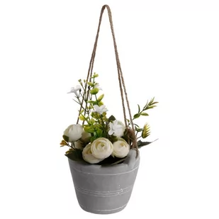 Sztuczna roślina w doniczce, ROSES, kolor biały, 18 cm - Sztuczne kwiaty - miniaturka - grafika 1