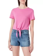 Koszulki i topy damskie - ONLY Women's ONLMAY S/S Short Knot TOP JRS T-Shirt, Super Pink, XL - miniaturka - grafika 1