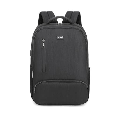Kono Plecak męski plecak na laptopa 15,6 cala torba na laptopa torba szkolna chłopcy plecak podróżny dla mężczyzn, Czarny, M, Casual
