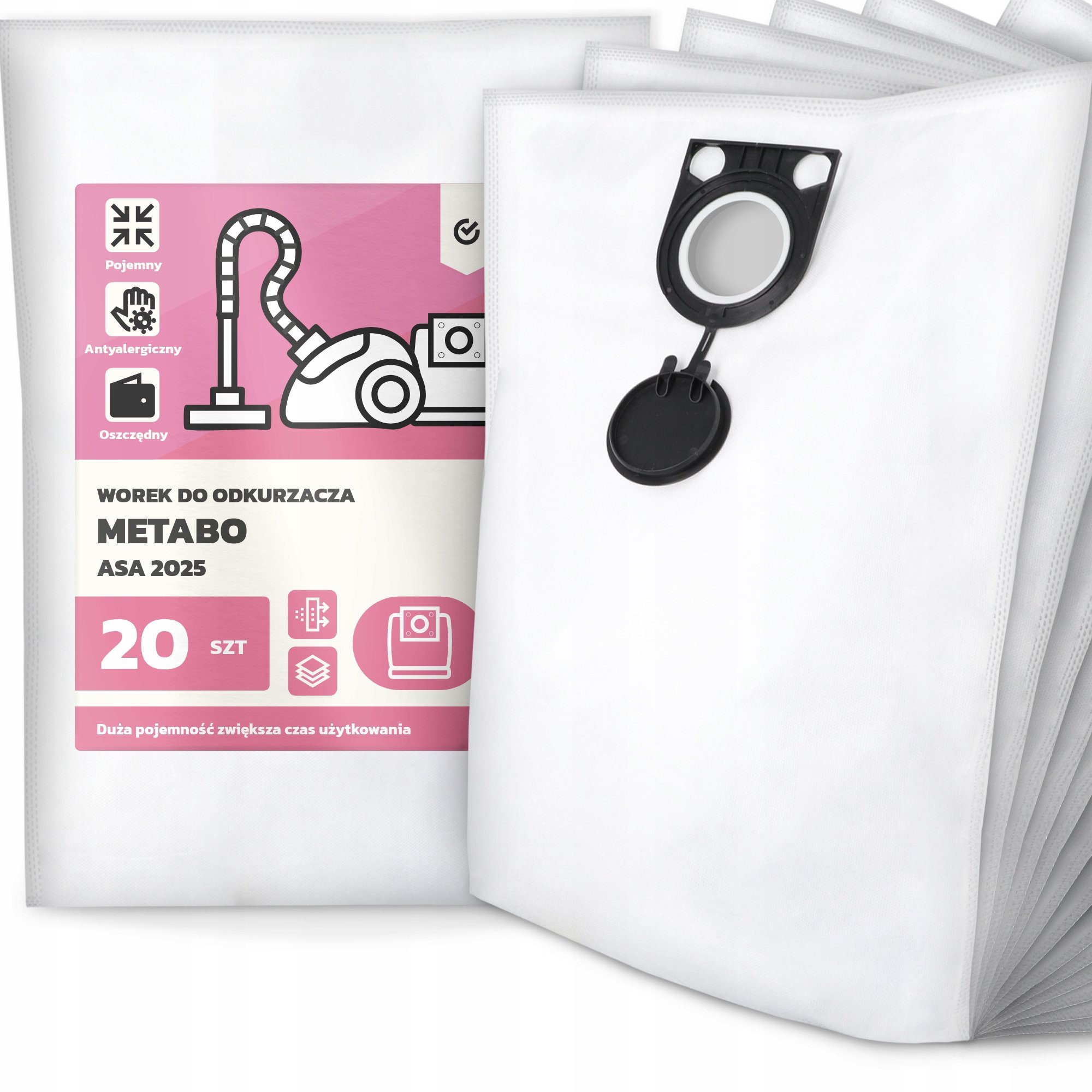 20x Worek do Odkurzacza Metabo Asa 2025 Syntetyczny Pojemny Mocny Worki G9