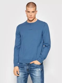 Swetry męskie - Calvin Klein Sweter J30J318232 Niebieski Regular Fit - grafika 1