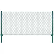 Ogrodzenia - vidaxl Siatka ogrodzeniowa ze słupkami, stal, 25 x 1 m, zielony - miniaturka - grafika 1