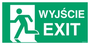 AC076 WYJŚCIE / EXIT LEWOSTRONNE, FS - FOLIA SAMOPRZYLEPNA FOTOLUMINESCENCYJNA; (300X150MM) - Systemy ekspozycyjne i znaki informacyjne - miniaturka - grafika 1