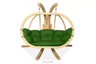 Fotel wiszący dwuosobowy na ogród drewniany zielony CALLISTO Konsimo - Fotele ogrodowe wiszące - miniaturka - grafika 1