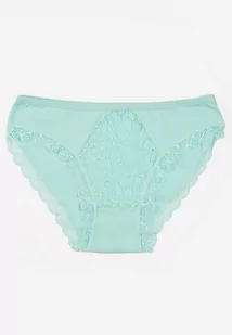 Miętowe Majtki z Elastycznej Bawełny z Dodatkiem Koronki Bletta - Majtki damskie - miniaturka - grafika 1