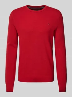 Sweter z dzianiny z wyhaftowanym logo - Swetry męskie - miniaturka - grafika 1