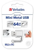 Pendrive - Verbatim USB 64GB 25/80 MINI METAL USB 3.0 srebrny 49841 - miniaturka - grafika 1
