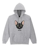 Bluzy damskie - Bluza z kapturem Devon Rex Czarny Personalizowana Kot Szara L - miniaturka - grafika 1